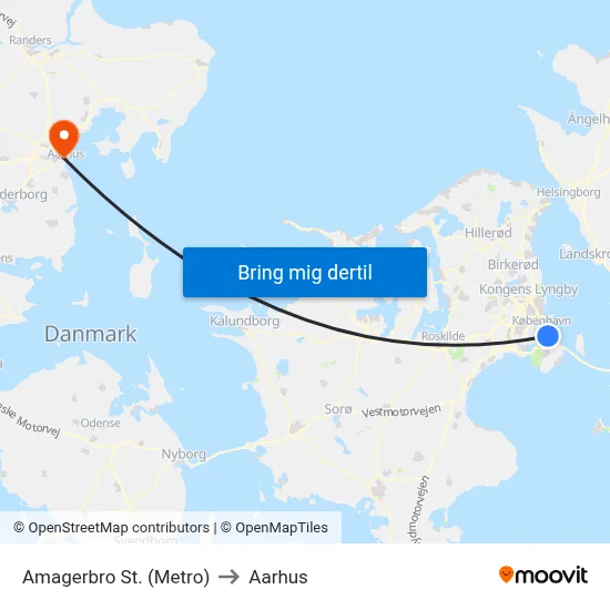 Amagerbro St. (Metro) to Aarhus map