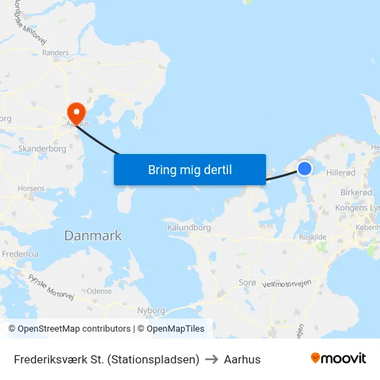Frederiksværk St. (Stationspladsen) to Aarhus map