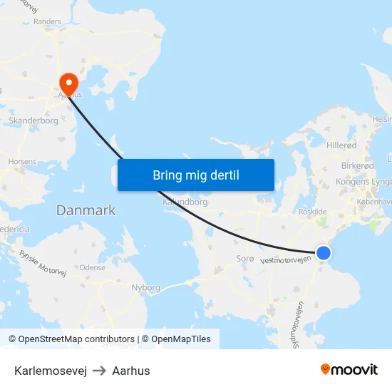 Karlemosevej to Aarhus map