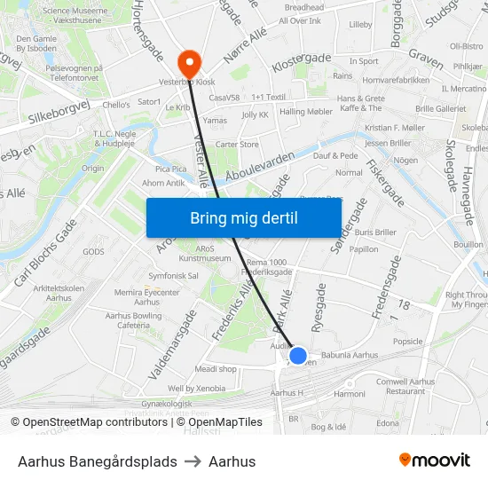 Aarhus Banegårdsplads to Aarhus map