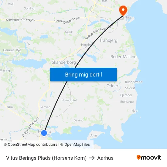 Vitus Berings Plads (Horsens Kom) to Aarhus map
