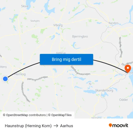 Haunstrup (Herning Kom) to Aarhus map