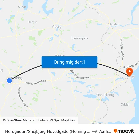 Nordgaden/Snejbjerg Hovedgade (Herning Kom) to Aarhus map