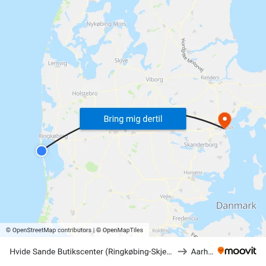 Hvide Sande Butikscenter (Ringkøbing-Skjern Kom) to Aarhus map
