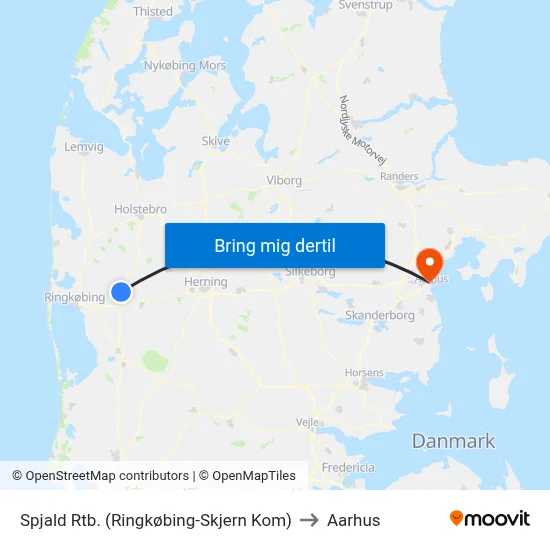 Spjald Rtb. (Ringkøbing-Skjern Kom) to Aarhus map