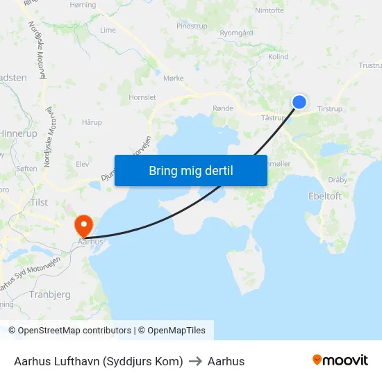 Aarhus Lufthavn (Syddjurs Kom) to Aarhus map