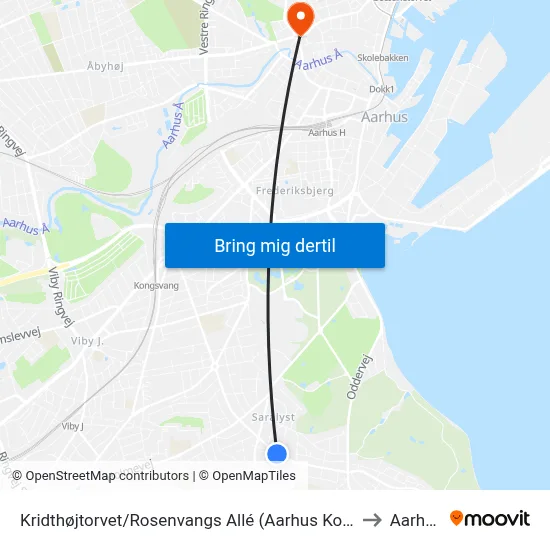 Kridthøjtorvet/Rosenvangs Allé (Aarhus Kom) to Aarhus map