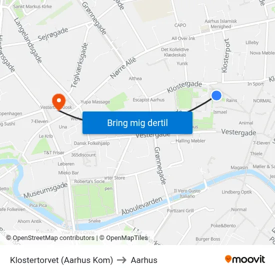Klostertorvet (Aarhus Kom) to Aarhus map