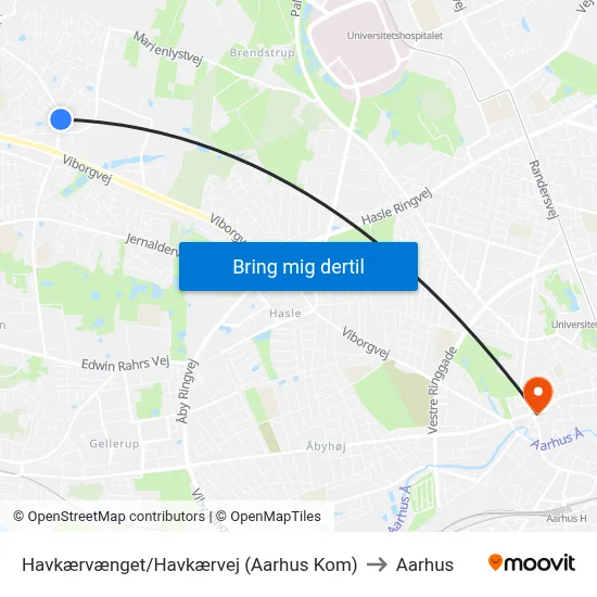 Havkærvænget/Havkærvej (Aarhus Kom) to Aarhus map