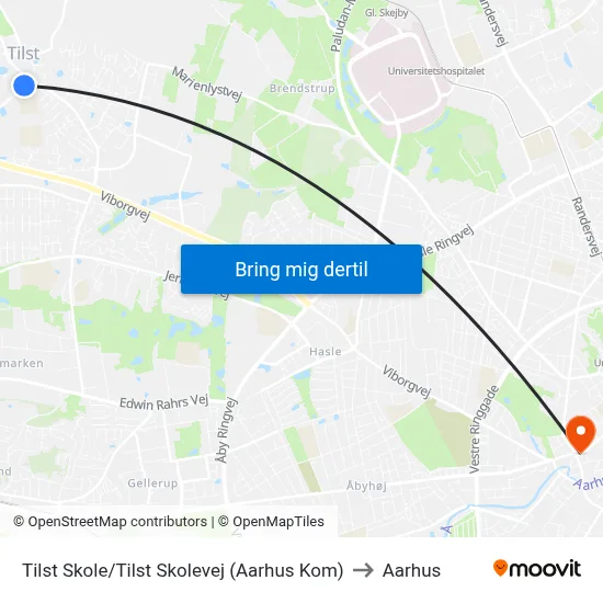 Tilst Skole/Tilst Skolevej (Aarhus Kom) to Aarhus map