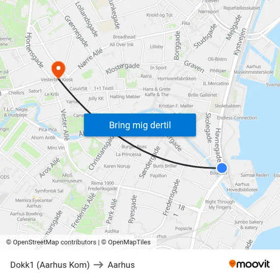 Dokk1 (Aarhus Kom) to Aarhus map