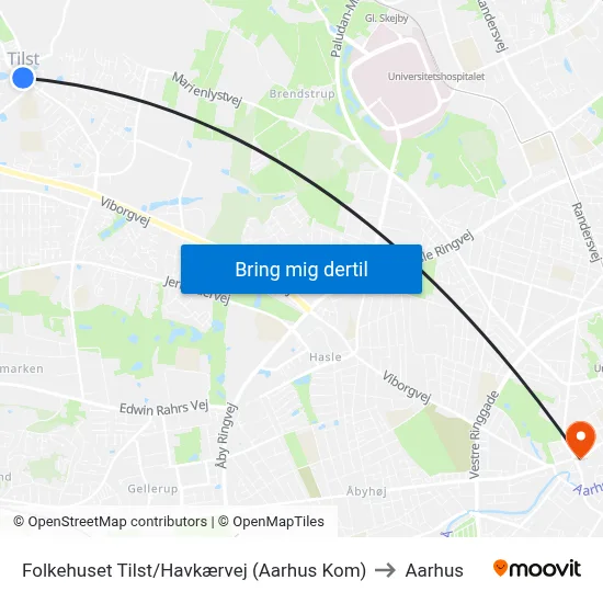 Folkehuset Tilst/Havkærvej (Aarhus Kom) to Aarhus map