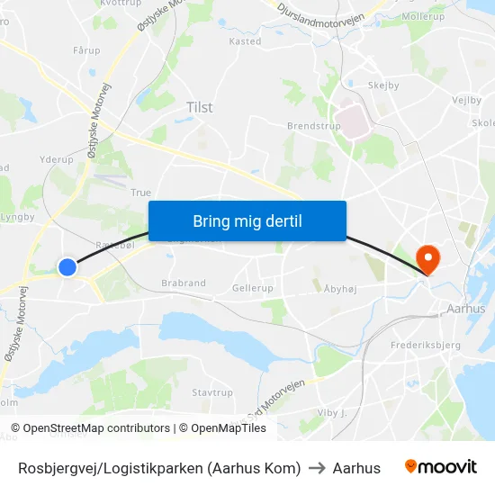 Rosbjergvej/Logistikparken (Aarhus Kom) to Aarhus map