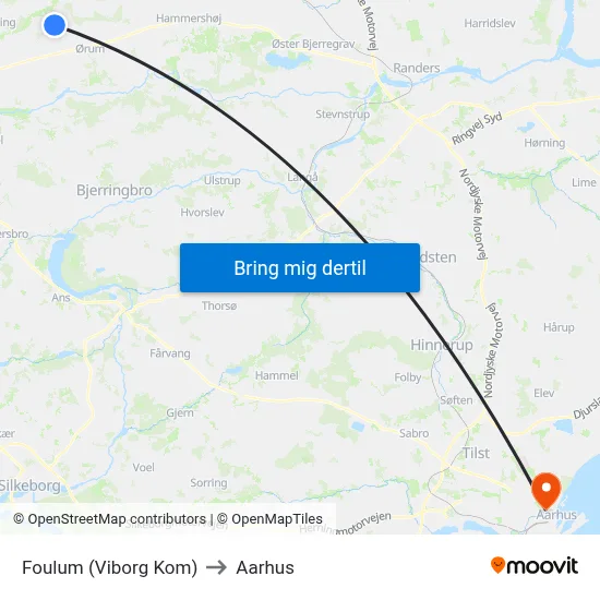 Foulum (Viborg Kom) to Aarhus map