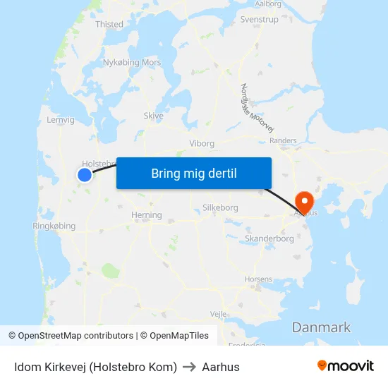 Idom Kirkevej (Holstebro Kom) to Aarhus map