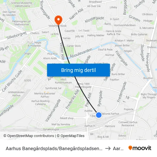 Aarhus Banegårdsplads/Banegårdspladsen (Flybus) to Aarhus map