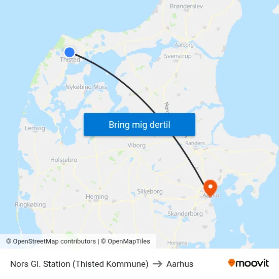 Nors Gl. Station (Thisted Kommune) to Aarhus map