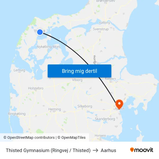 Thisted Gymnasium (Ringvej / Thisted) to Aarhus map