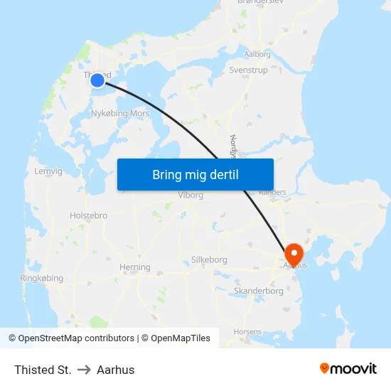 Thisted St. to Aarhus map