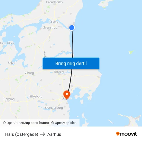 Hals (Østergade) to Aarhus map
