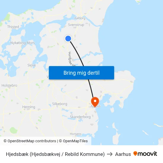 Hjedsbæk (Hjedsbækvej / Rebild Kommune) to Aarhus map