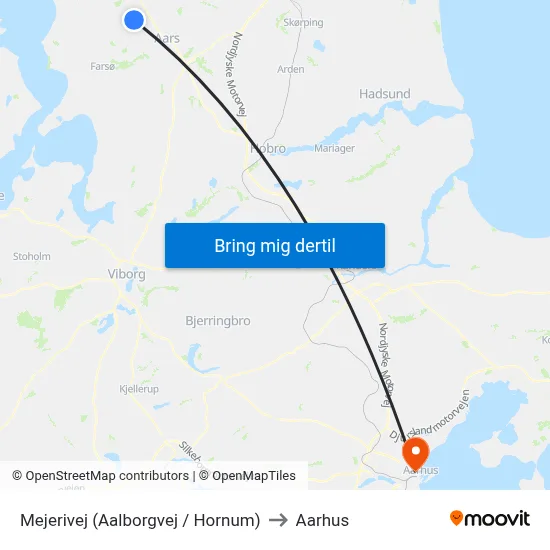 Mejerivej  (Aalborgvej / Hornum) to Aarhus map