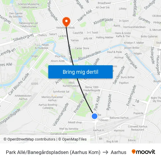 Park Allé/Banegårdspladsen (Aarhus Kom) to Aarhus map