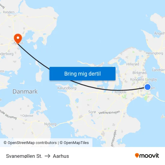Svanemøllen St. to Aarhus map