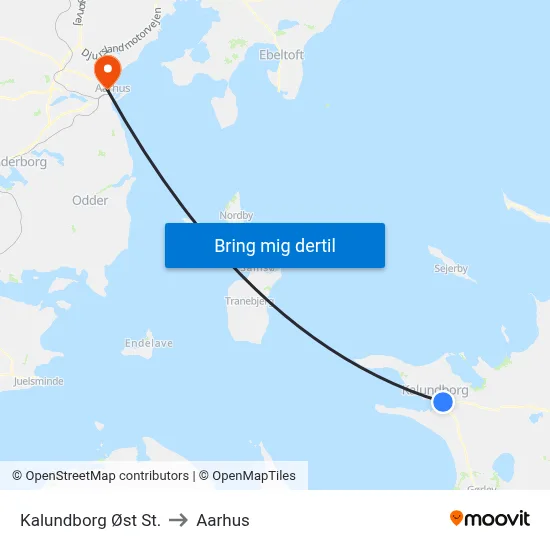 Kalundborg Øst St. to Aarhus map