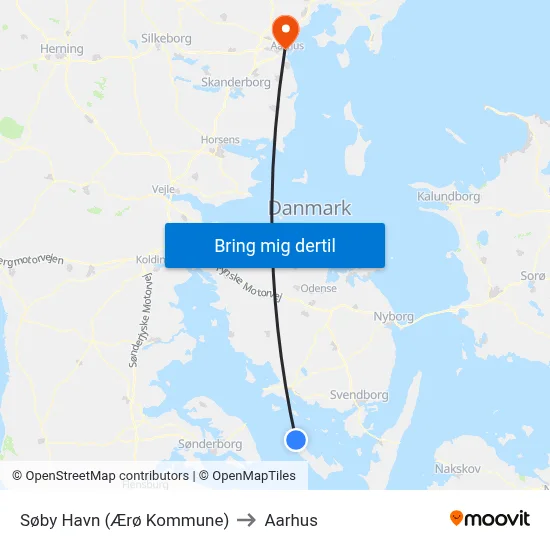 Søby Havn (Ærø Kommune) to Aarhus map