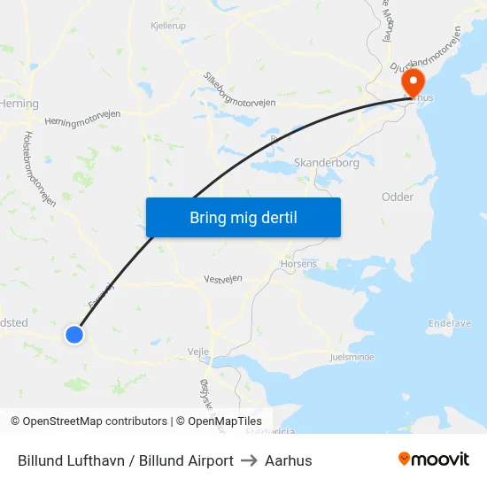 Billund Lufthavn / Billund Airport to Aarhus map