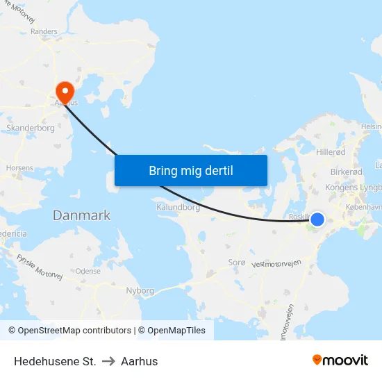 Hedehusene St. to Aarhus map