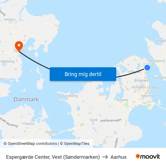 Espergærde Center, Vest (Søndermarken) to Aarhus map