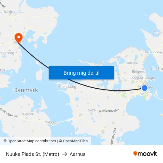 Nuuks Plads St. (Metro) to Aarhus map