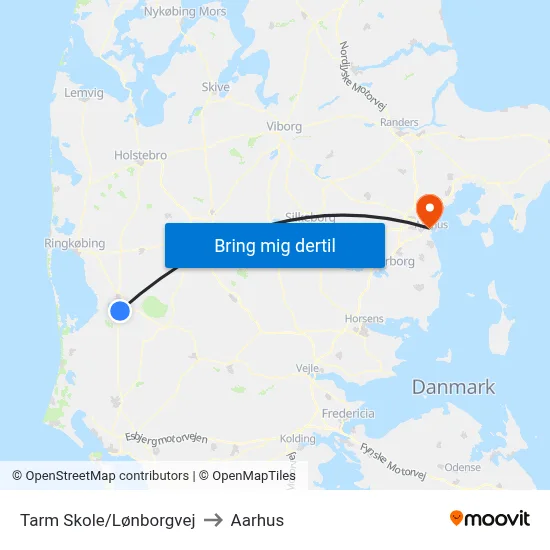 Tarm Skole/Lønborgvej to Aarhus map