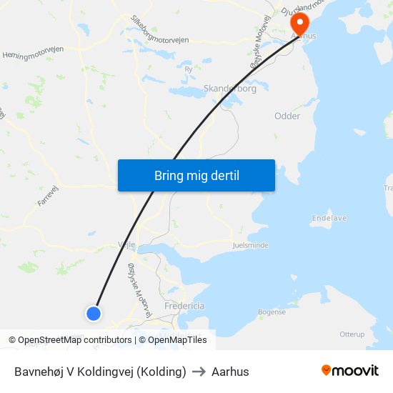 Bavnehøj V Koldingvej (Kolding) to Aarhus map