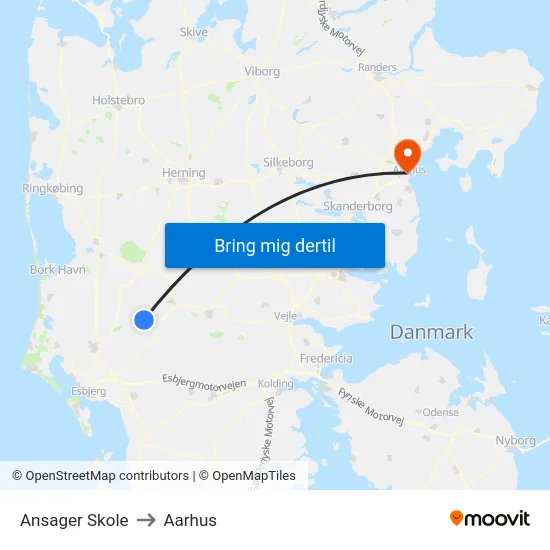 Ansager Skole to Aarhus map
