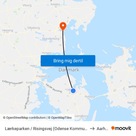 Lærkeparken / Risingsvej (Odense Kommune) to Aarhus map