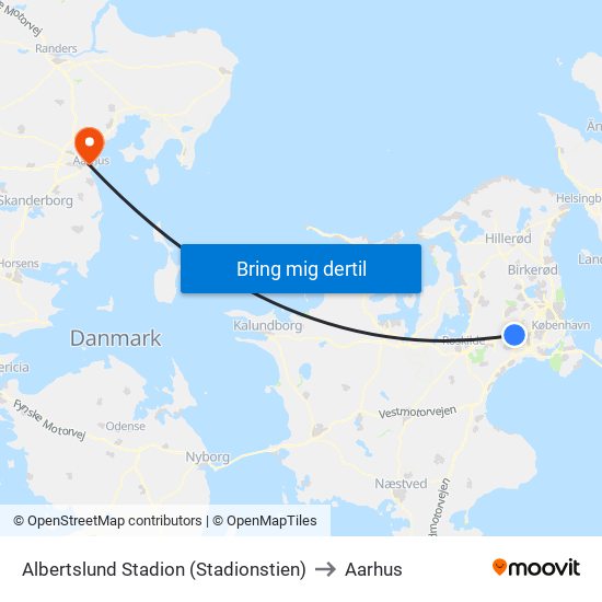 Albertslund Stadion (Stadionstien) to Aarhus map