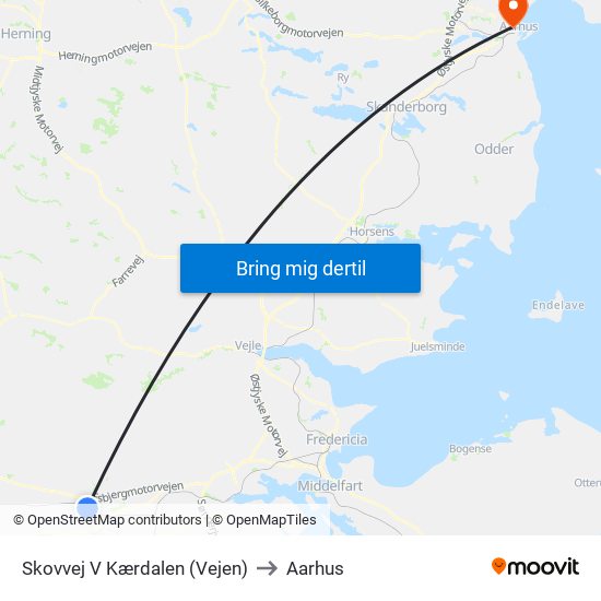 Skovvej V Kærdalen (Vejen) to Aarhus map