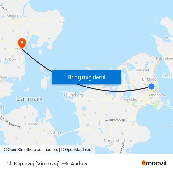 Gl. Kaplevej (Virumvej) to Aarhus map