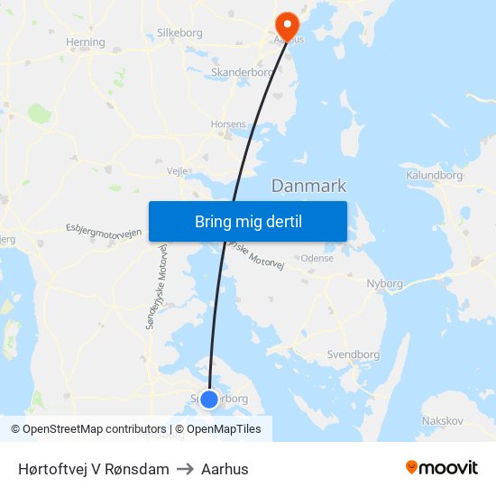 Hørtoftvej V Rønsdam to Aarhus map