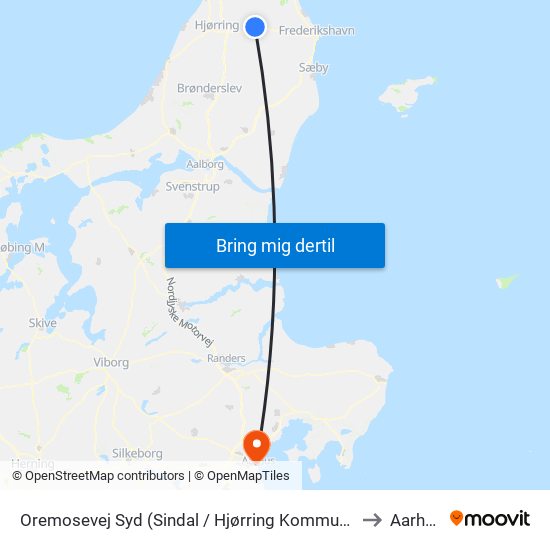 Oremosevej Syd (Sindal / Hjørring Kommune) to Aarhus map