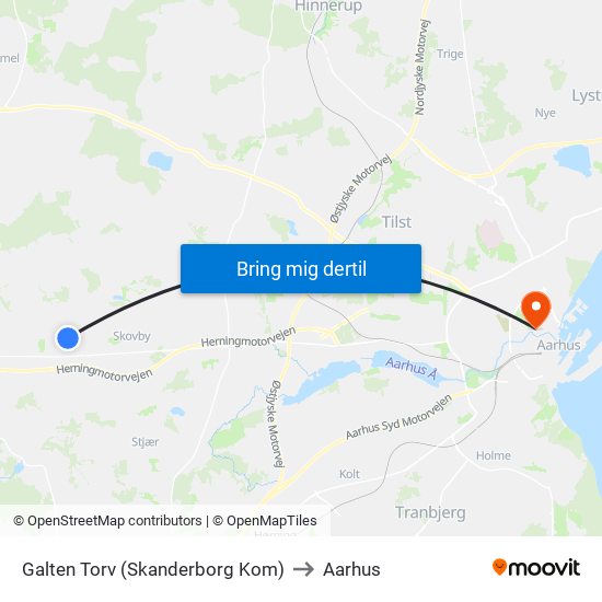 Galten Torv (Skanderborg Kom) to Aarhus map