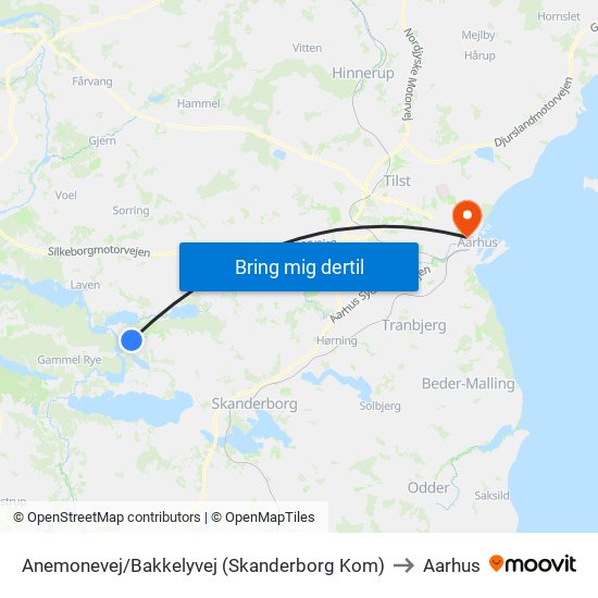Anemonevej/Bakkelyvej (Skanderborg Kom) to Aarhus map