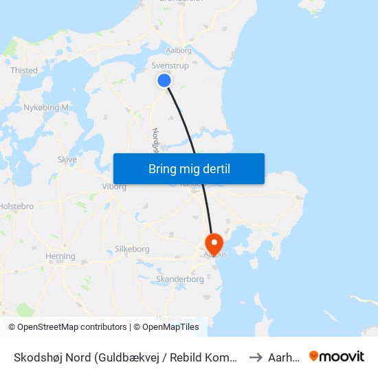 Skodshøj Nord (Guldbækvej / Rebild Komm.) to Aarhus map