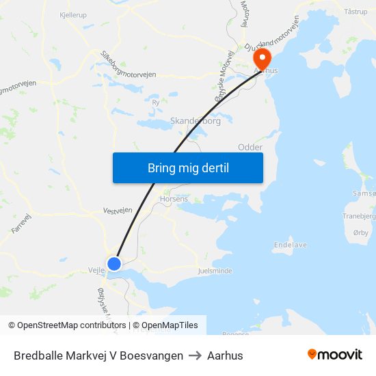 Bredballe Markvej V Boesvangen to Aarhus map