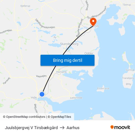 Juulsbjergvej V Tirsbækgård to Aarhus map