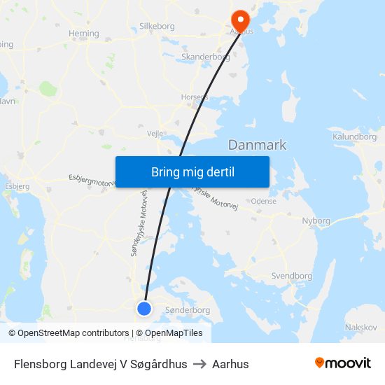 Flensborg Landevej V Søgårdhus to Aarhus map