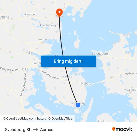 Svendborg St. to Aarhus map